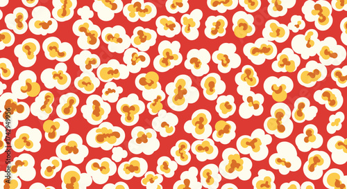 Popcorn Pattern on Red Background A Classic Snack Delight.