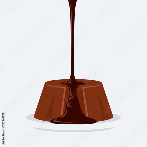 Rich Chocolate Sauce Pouring Onto A Delicious Chocolate Cake.