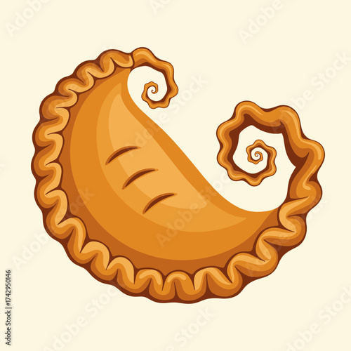 Stylized Golden Pastry with Swirling Tail.