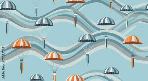 Umbrellas in a rainstorm.