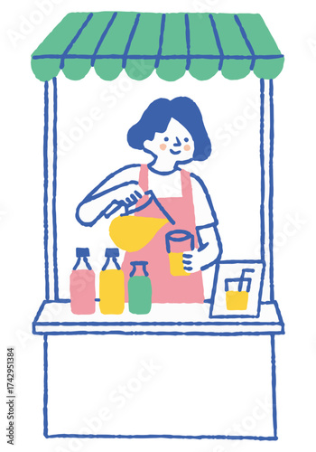 Woman selling juice at the market_color