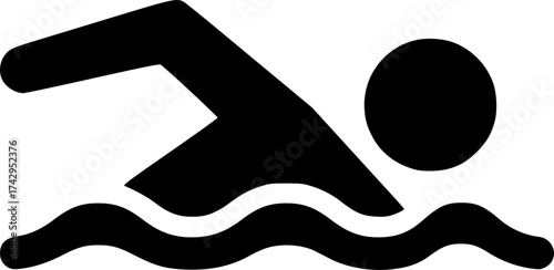 black swimmer icon swimming in water clip art preview