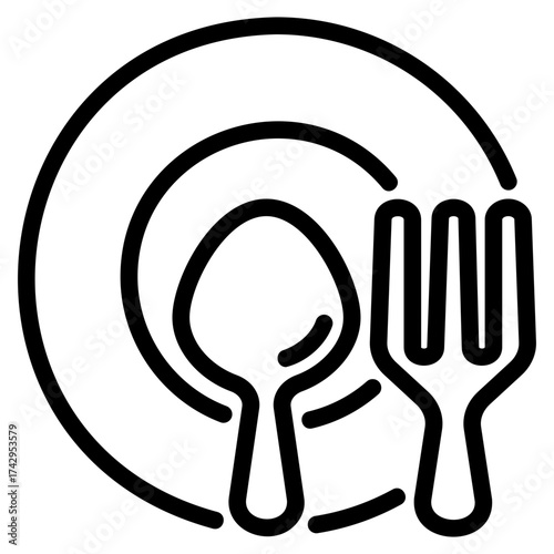Spoon, fork and plate icon
