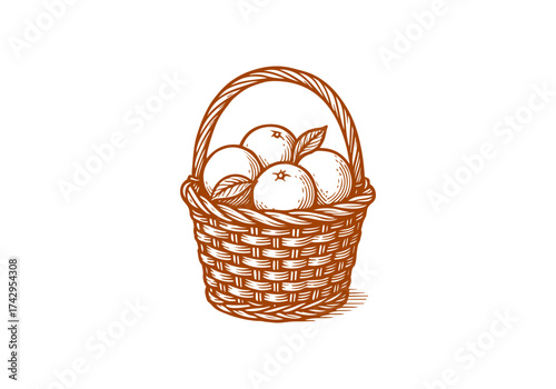 Orange hand drawn simple engraved vector illustration