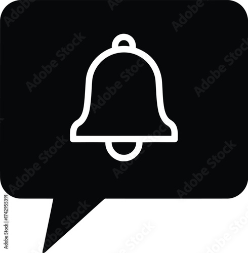 Notification bell icon in speech bubble alert symbol vector graphic alert message alerting concept notification symbol vector