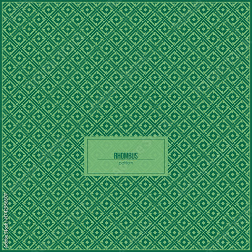simple pattern of green rhombus line with unique ornament inside