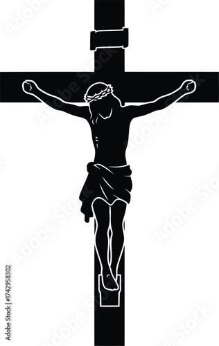 Christian crucifix jesus christ religious symbol faith hope love sacred icon graphic vector