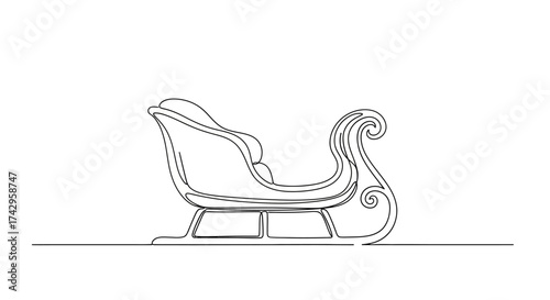 Minimalist Line Art Illustration of a Classic Sleigh Festive Symbol of Winter, Christmas, and Holiday Season, perfect for design