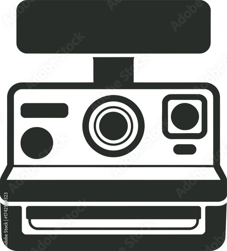 Retro instant camera icon with flash