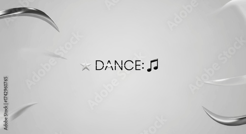 Elegant minimalist design 'Dance' title with musical note, creative composition, artistic graphic element for visual appeal and movement