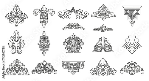 Elegant vector ornaments and decorative elements, perfect for adding a touch of classic flair to your design projects. Enhance your visuals with vintage details