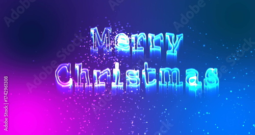 Image of merry christmas text over shooting star on blue background