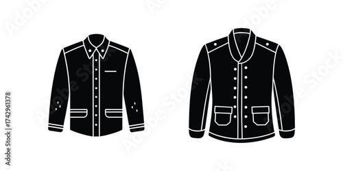 military jacket sketch silhouette icon vector illustration