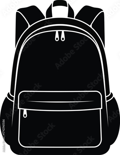 Minimalist backpack silhouette icon for education travel and everyday carry design elements vector