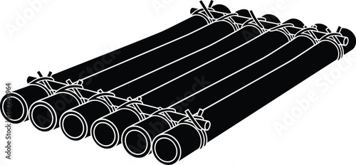 Industrial rubber hoses with metal clamps ready for fluid transfer and plumbing applications vector