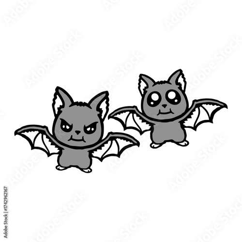 Two Bats Team Cute Evil Halloween Funny Friends