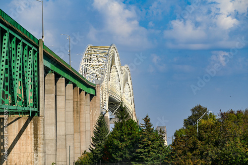 Billede på lærred International Bridge connecting Sault Ste
