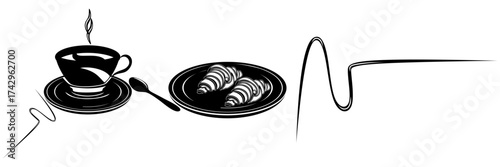 line art cutlery and food