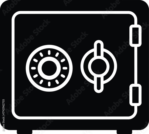 Secure deposit box icon metal safe storage money security financial protection vector vector