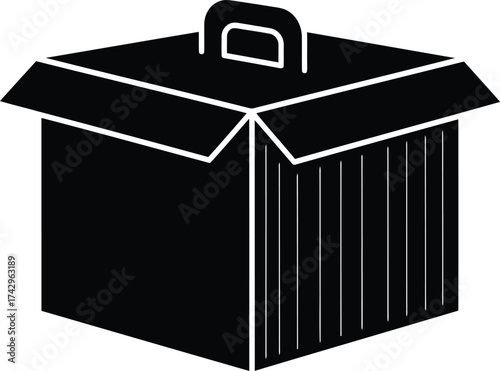 Open cardboard box icon simple silhouette delivery packaging shipping container object vector