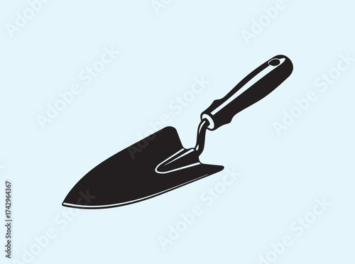 Minimalist Hand Trowel Silhouette Representing Gardening and Cultivation
