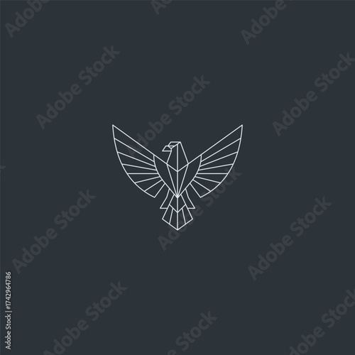 Eagle line art majestic flying bird logo design.