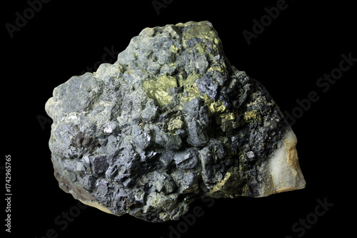 Chalcopyrite on Galena from the Rhodope Mountains, Bulgaria
