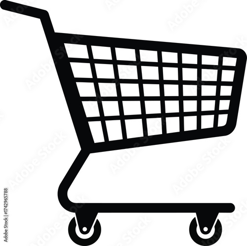 Hand drawn shopping cart icon symbol for online retail and e commerce storefronts vector