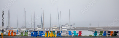 Washburn Marina in Washburn Wisconsin on a foggy September morning