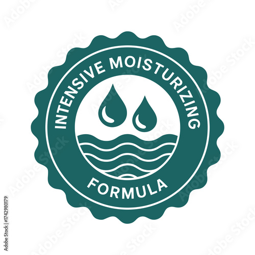 Intensive Moisturizing Formula Round Badge Vector Icon - Skincare and Cosmetic Product Seal of Quality