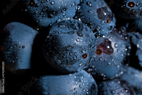Macro Close-Up Grape Cluster with Raindrops
