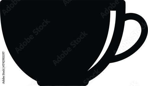 Black coffee cup silhouette, perfect for a logo