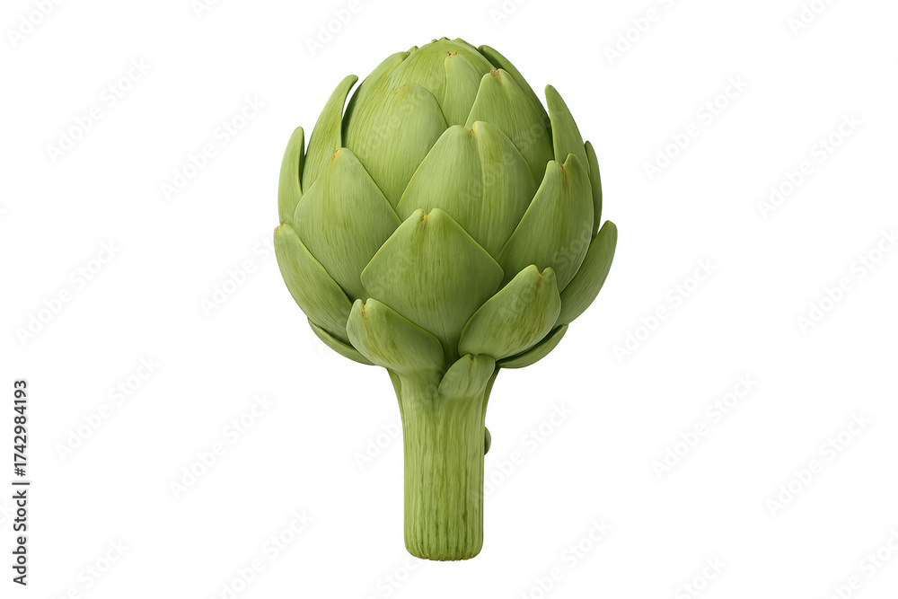 Fototapeta premium Fresh green vegetable artichoke bud with stem