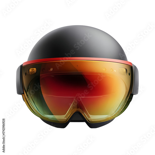 Futuristic headset with visor against transparent background