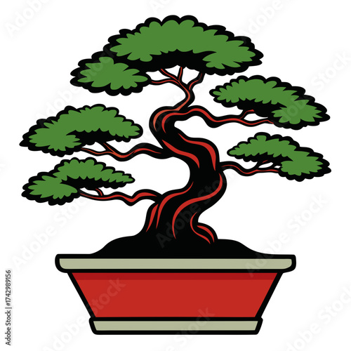 Creative details bonsai Tree icon vector illustration	