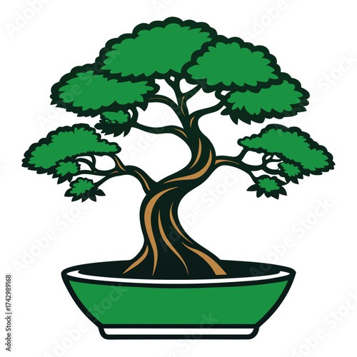 Creative details bonsai Tree icon vector illustration	