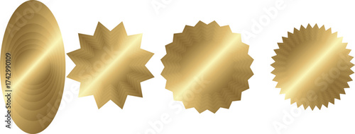 Golden Award Stickers and Labels for Recognition and Promotional Use with Different Starburst and Oval Shapes