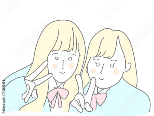 イラスト　女性　二人