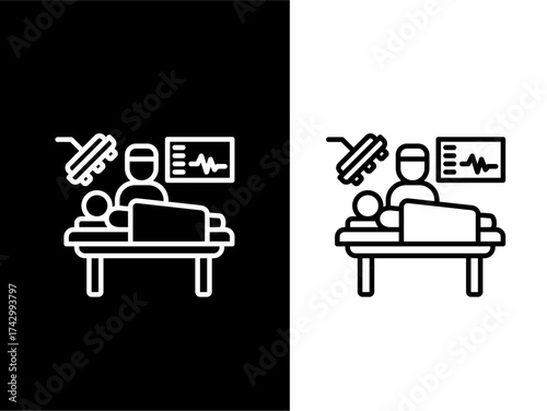 Surgery or Medical Procedure with ECG Monitor Icon