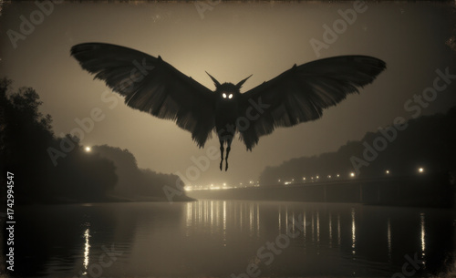 mothman Oversized Flying Horror Creature with Large Wingspan 