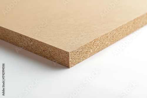 Closeup Of Brown Oriented Strand Board on White, Lumber Material Structure
