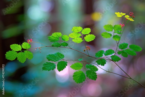 Plant with bright leaves, blurred background