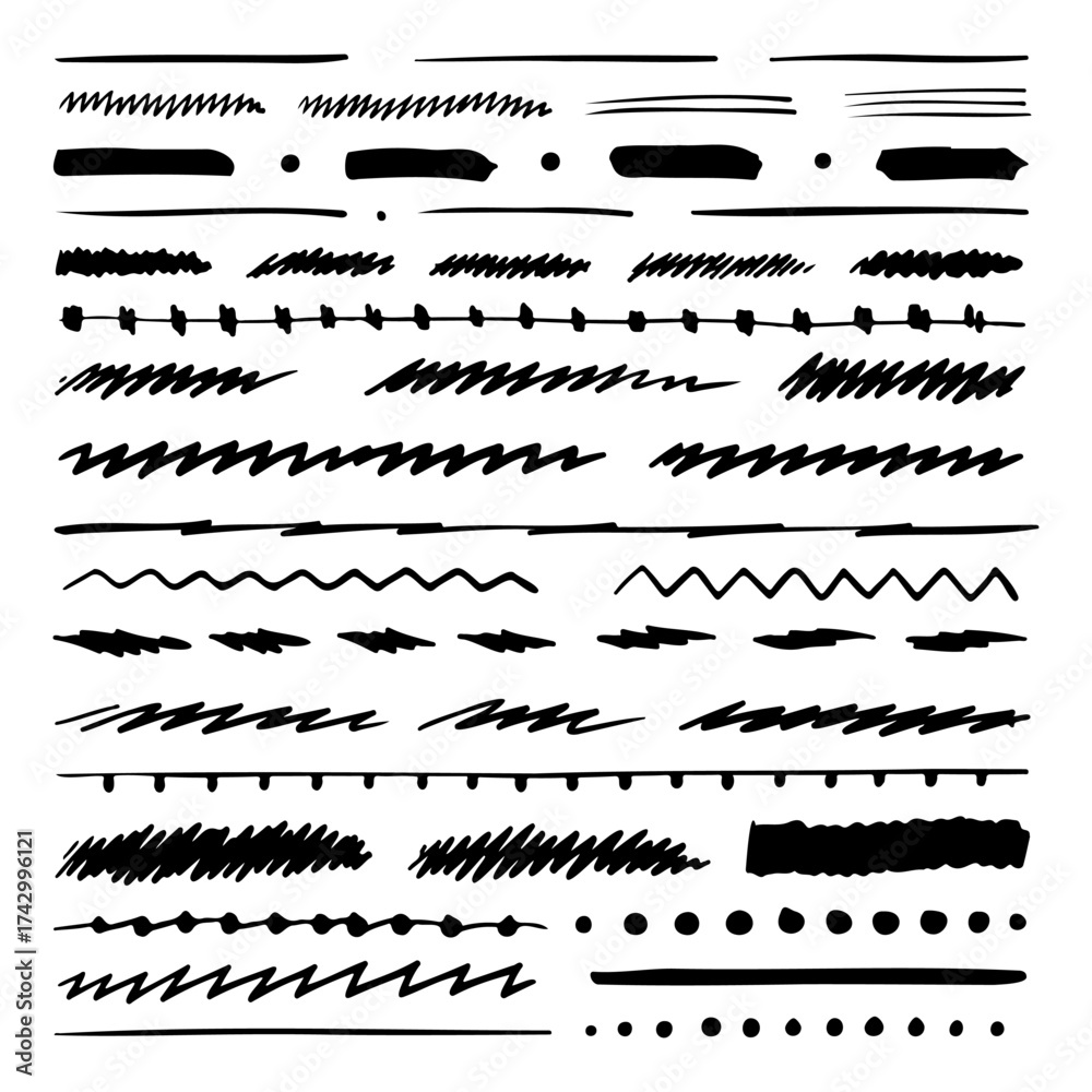 Obraz premium Hand drawn doodle line collection with sketchy strokes abstract vector illustration