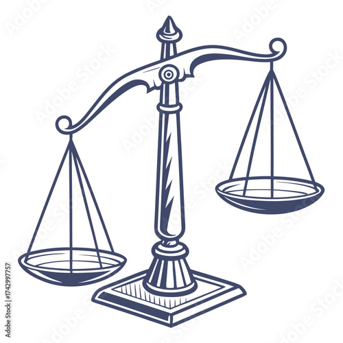 Illustration of a Scale Representing Legal Justice and Balance