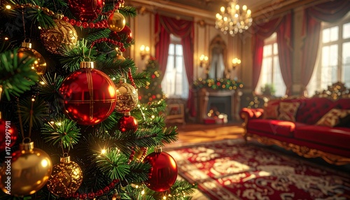 árbol de navidad, bochas navideñas, detalle living