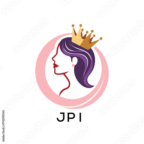 JPI Beauty Queen Logo Design. JPI with Crown and Elegant Woman Silhouette | Feminine Luxury. JPI Brand Identity for Salon, Spa, or Cosmetics.
