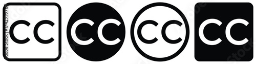 Closed Caption CC Icon Set – Subtitle and Copyright Symbol Collection in Flat and Solid Vector Style 