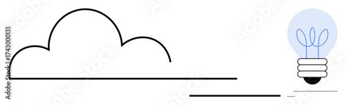 Minimalist cloud and light bulb with plant inside, symbolizing eco-friendly technology, creativity, and clean energy. Ideal for innovation, sustainability, tech, environment, energy inspiration