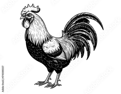 Illustration rooster isolated on white background