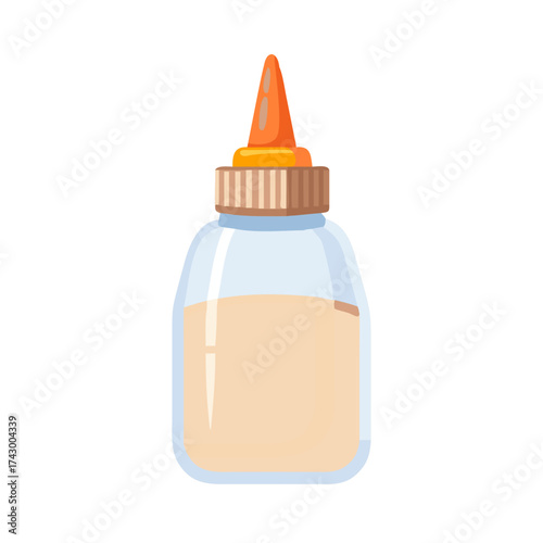 Glue Bottle with Translucent Cap Depicting Adhesive Fluid